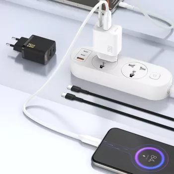 Dudao A26T GaN 25W Cargador USB-A, USB-C - Negro
