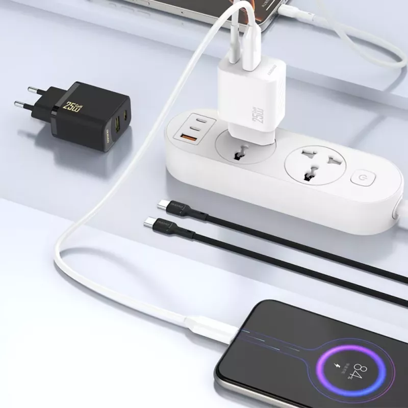 Dudao A26T GaN 25W Cargador USB-A, USB-C - Negro
