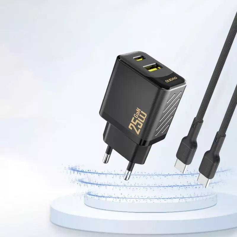 Dudao A26T GaN 25W Cargador USB-A, USB-C - Negro