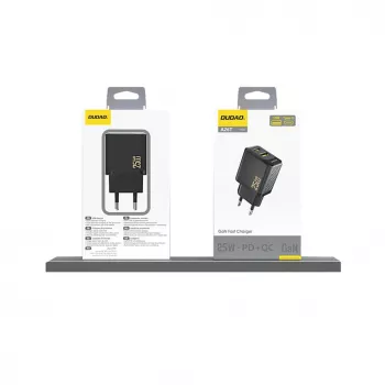 Dudao A26T GaN 25W Cargador USB-A, USB-C - Negro