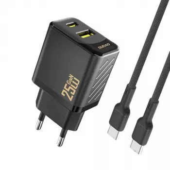 Dudao A26TCEU PD QC 25W GaN Fuente de alimentación USB-A USB-C con cable USB-C Negro