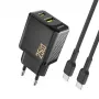 Dudao A26TCEU PD QC 25W GaN Fuente de alimentación USB-A USB-C con cable USB-C Negro
