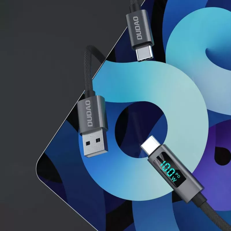 Dudao L7C Cable USB-C a USB-C 100W con indicador LED 1m - Negro