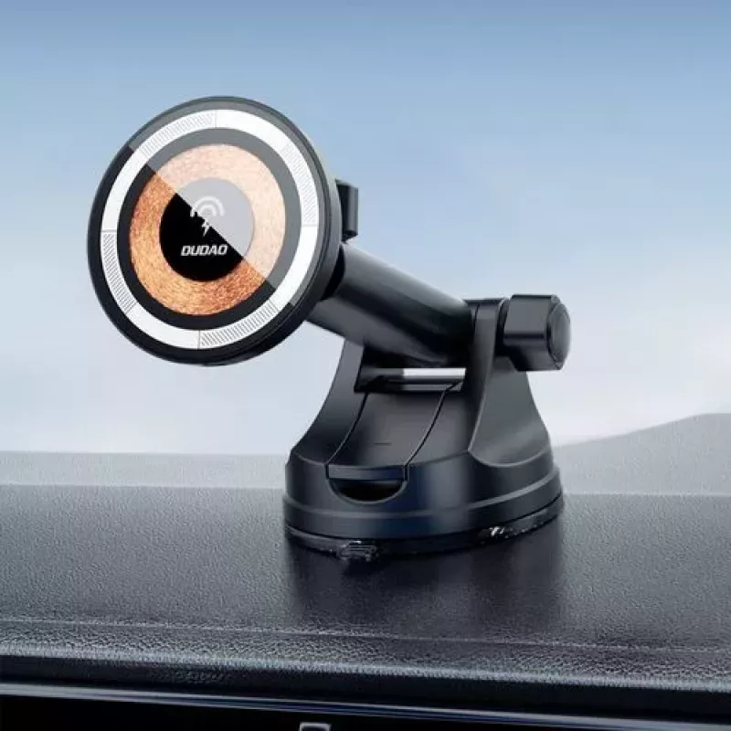 Dudao F12MAX+ Soporte magnético de carga inalámbrica para coche 15W con MagSafe - Negro