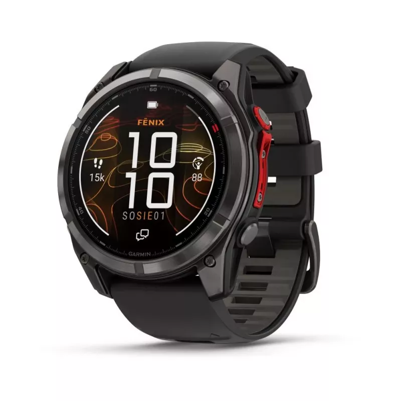 Garmin fenix 8 Pro 51 mm MicroLED Sapphire Carbon Grey DLC Titanium con correa de silicona negra/pebblegrey