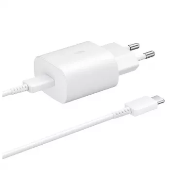 Samsung 25W Cargador de viaje + cable de datos USB-C/USB-C Blanco (OOB Bulk)