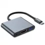 Tech-Protect V1 Adaptador hub USB-C 3 en 1 - USB-A 3.0, USB-C PD 100W, HDMI 4K 30Hz - Gris
