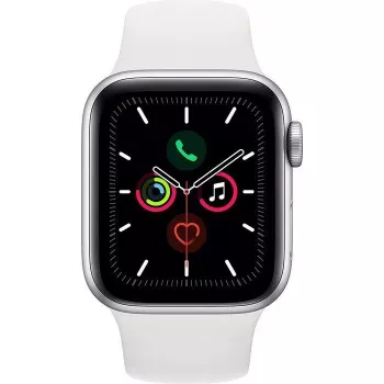Apple Watch Series 5 GPS Plata 44 mm Caja de aluminio con correa deportiva Blanca