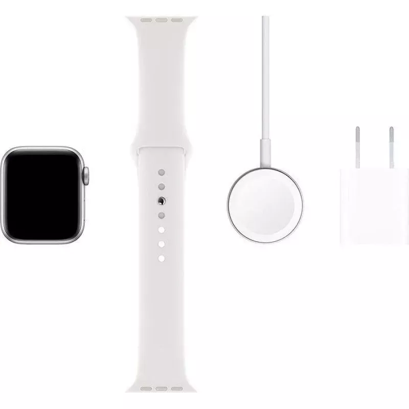 Apple Watch Series 5 GPS Plata 44 mm Caja de aluminio con correa deportiva Blanca
