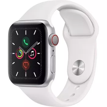 Apple Watch Series 5 GPS Plata 44 mm Caja de aluminio con correa deportiva Blanca