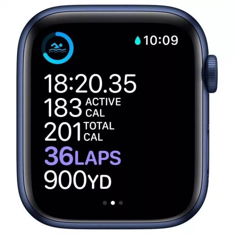 Apple Watch Series 6 GPS, 44 mm Caja de aluminio con correa deportiva Azul marino profundo