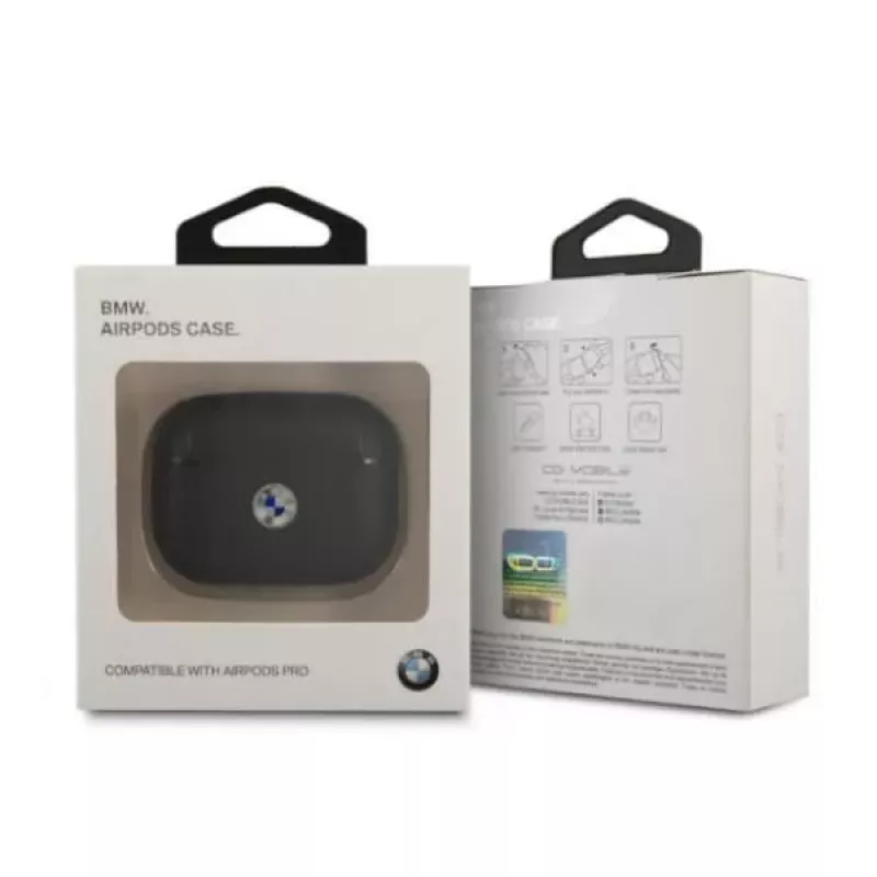 BMW funda AirPods Pro piel auténtica logo plateado negra