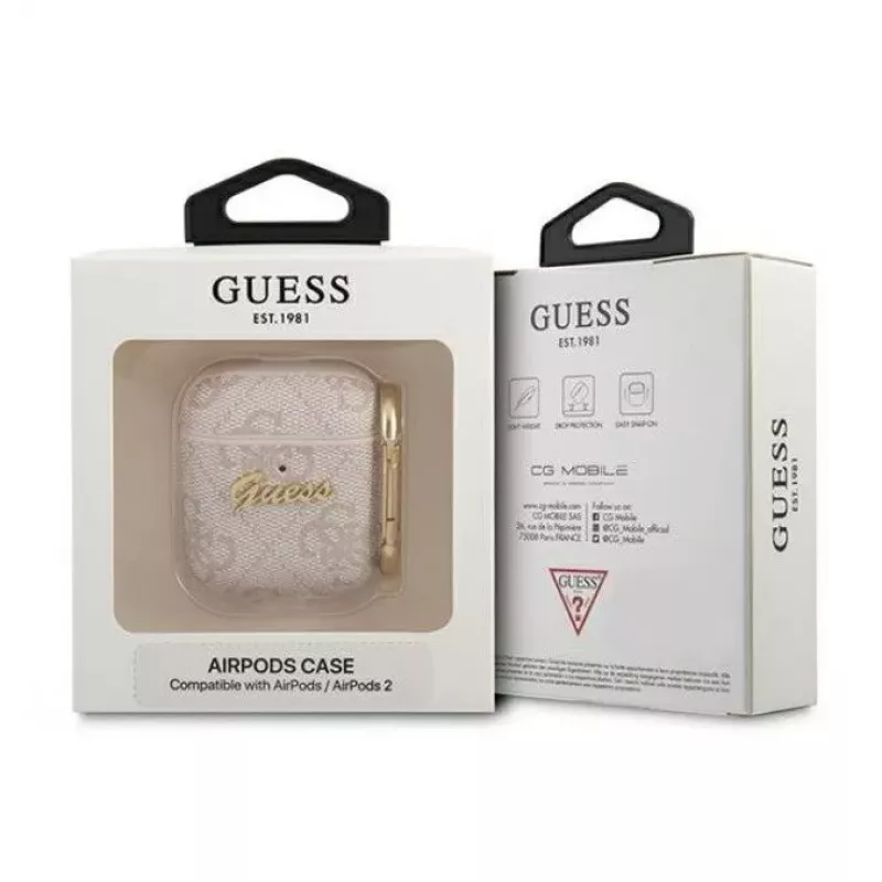 Guess funda Apple AirPods 1/2 4G Script Metal Collection rosa