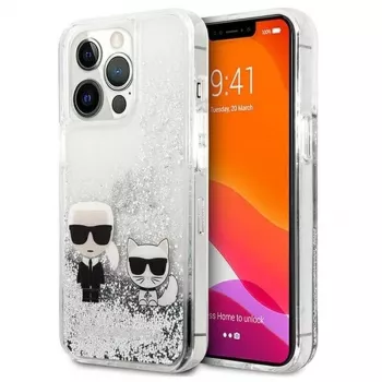 Karl Lagerfeld funda Apple iPhone 13 Pro Liquid Glitter Choupette plateada