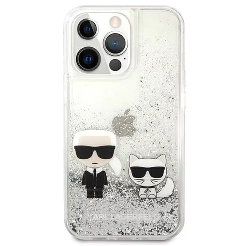 Karl Lagerfeld funda Apple iPhone 13 Pro Liquid Glitter Choupette plateada
