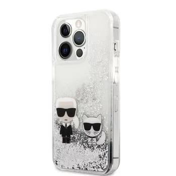 Karl Lagerfeld funda Apple iPhone 13 Pro Liquid Glitter Choupette plateada