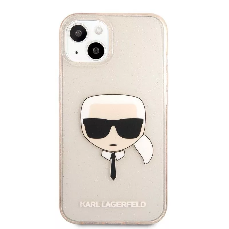 Karl Lagerfeld funda Apple iPhone 13 TPU Full Glitter Head dorada