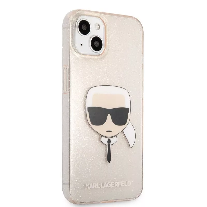 Karl Lagerfeld funda Apple iPhone 13 TPU Full Glitter Head dorada