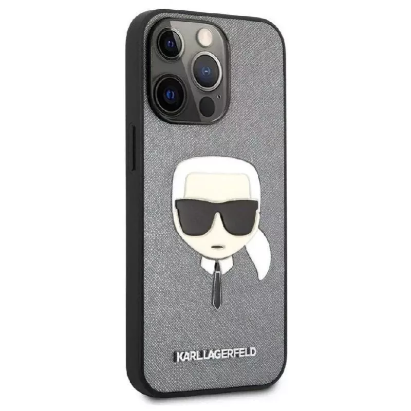 Karl Lagerfeld funda Apple iPhone 13 Pro Saffiano Karl Head plateada