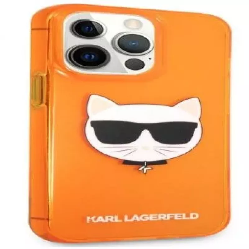 Karl Lagerfeld funda Apple iPhone 13 Pro Fluo TPU Choupette Head naranja