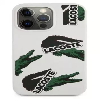 Lacoste funda Apple iPhone 13 Pro silicona líquida Allover Pattern blanca