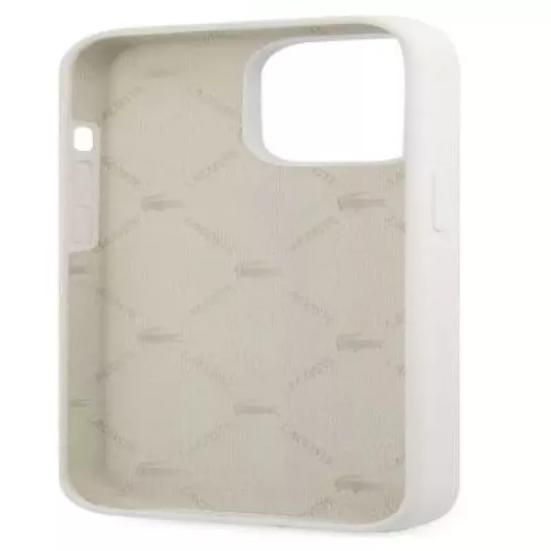 Lacoste funda Apple iPhone 13 Pro silicona líquida Allover Pattern blanca