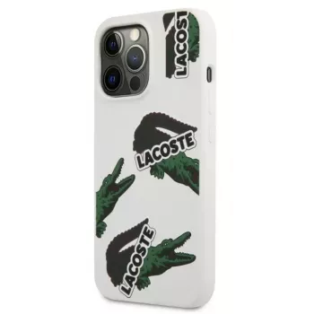 Lacoste funda Apple iPhone 13 Pro silicona líquida Allover Pattern blanca