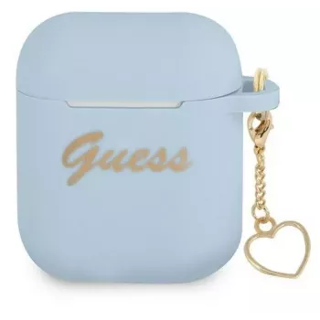 Guess funda AirPods 1/2 silicona Charm Heart Collection azul
