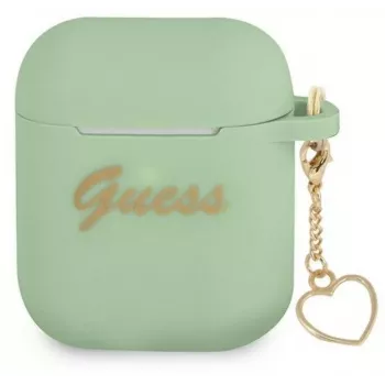 Guess GUA2LSCHSN funda de silicona Charm Heart Collection para Apple AirPods 1/2, verde