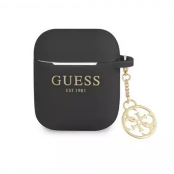 Guess funda de silicona Apple 4G Charms para AirPods 1/2 negra