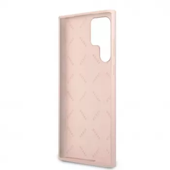 Guess funda Samsung Galaxy S22 Ultra silicona Metal Logo rosa