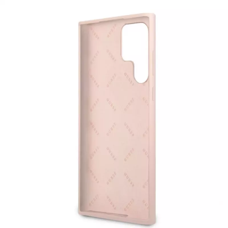 Guess funda Samsung Galaxy S22 Ultra silicona Metal Logo rosa