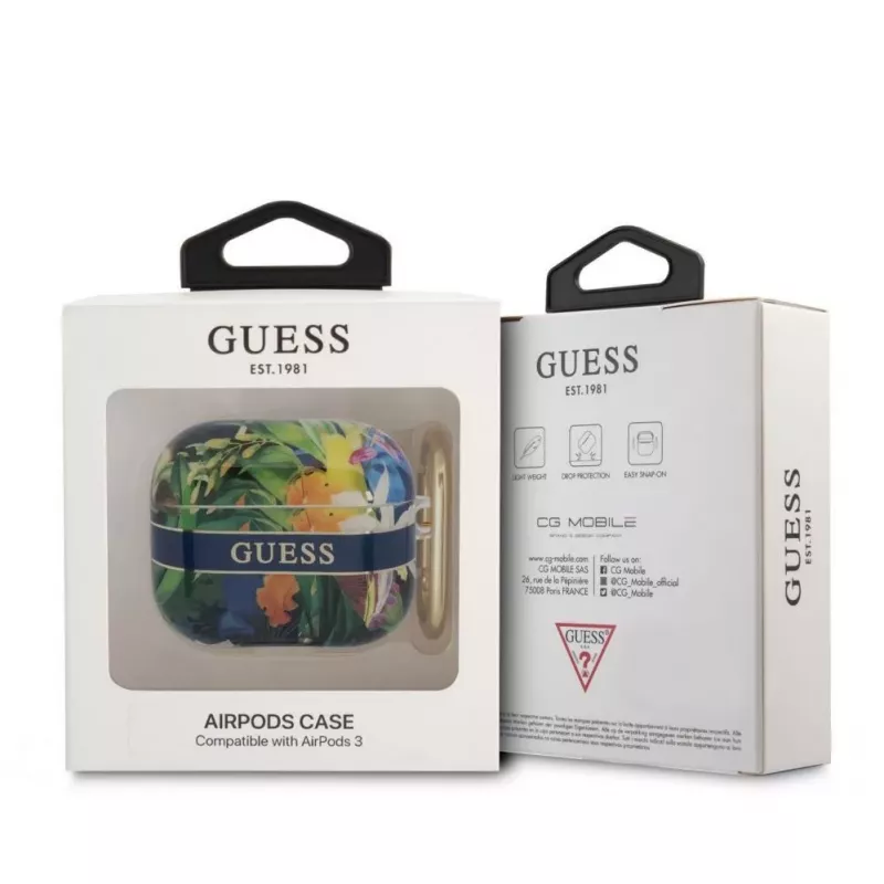 Guess funda Apple AirPods 3 TPU Flower Print azul