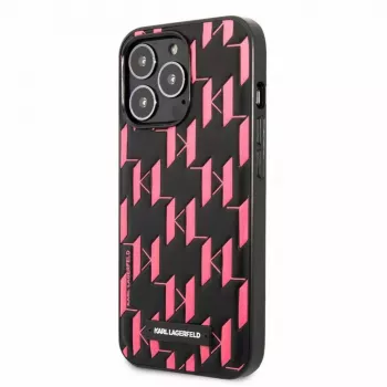 Karl Lagerfeld funda Apple iPhone 13 Pro Monogram Plaque negra rosa