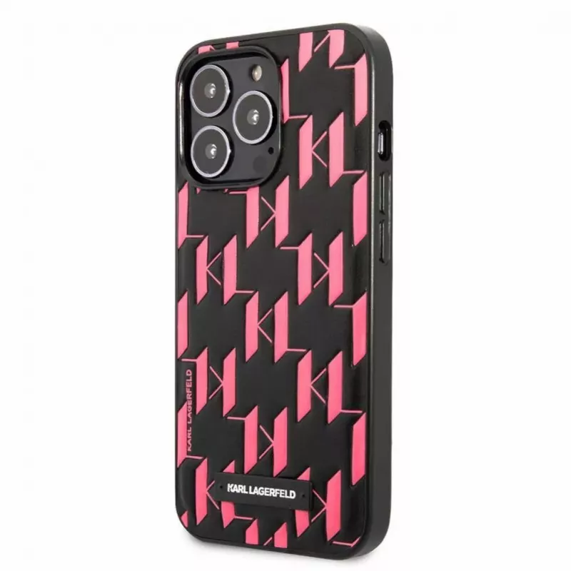 Karl Lagerfeld funda Apple iPhone 13 Pro Monogram Plaque negra rosa
