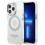 Guess funda rígida Apple iPhone 13 Pro Max 6,7 pulgadas Metal Outline Magsafe transparente azul