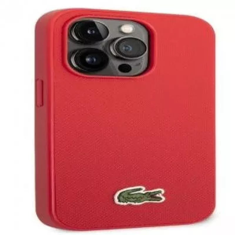 Lacoste Apple iPhone 14 Pro Iconic Petit Pique Logo Case Rojo