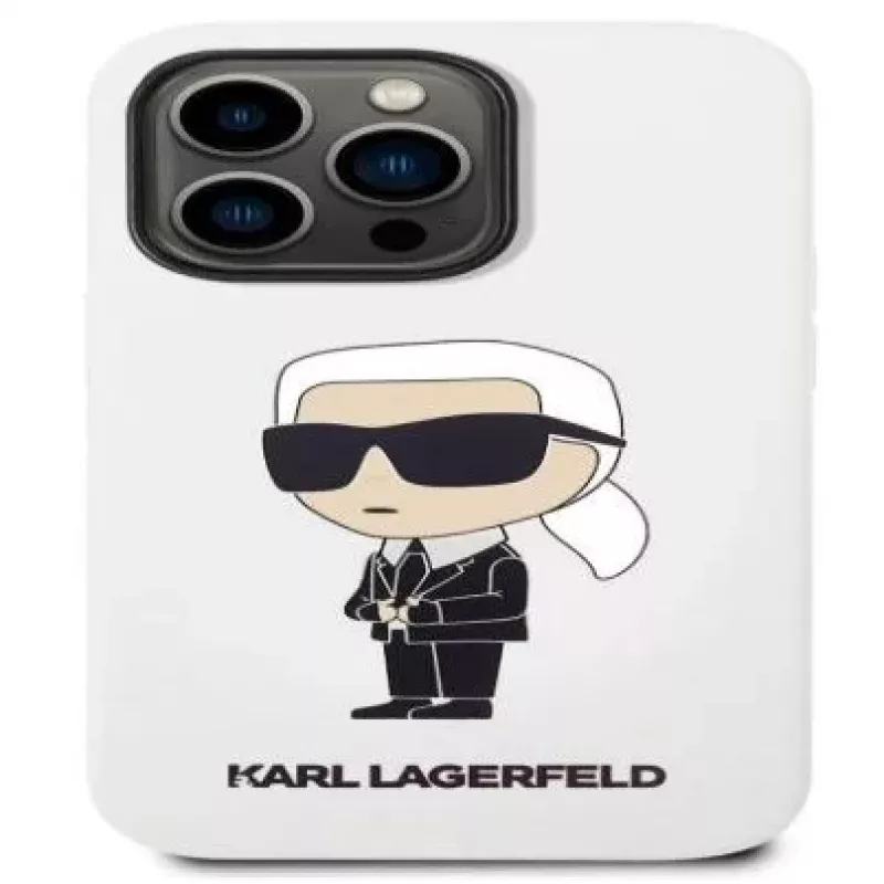Karl Lagerfeld Apple iPhone 14 Pro Funda Liquid Silicone Ikonik NFT White