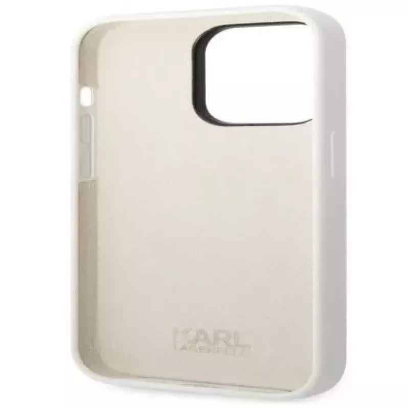 Karl Lagerfeld Apple iPhone 14 Pro Funda Liquid Silicone Ikonik NFT White