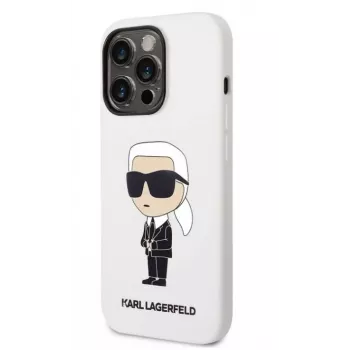 Karl Lagerfeld Apple iPhone 14 Pro Funda Liquid Silicone Ikonik NFT White