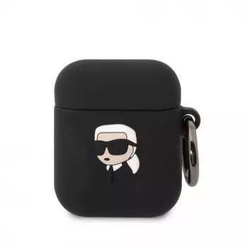 Karl Lagerfeld 3D Logo NFT Karl Head Funda de silicona para AirPods 1/2 Negro