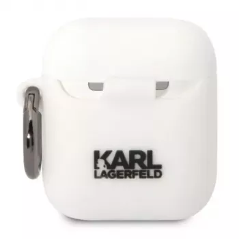 Karl Lagerfeld Apple AirPods 1/2 3D Logo NFT Karl Head Funda de silicona Blanco