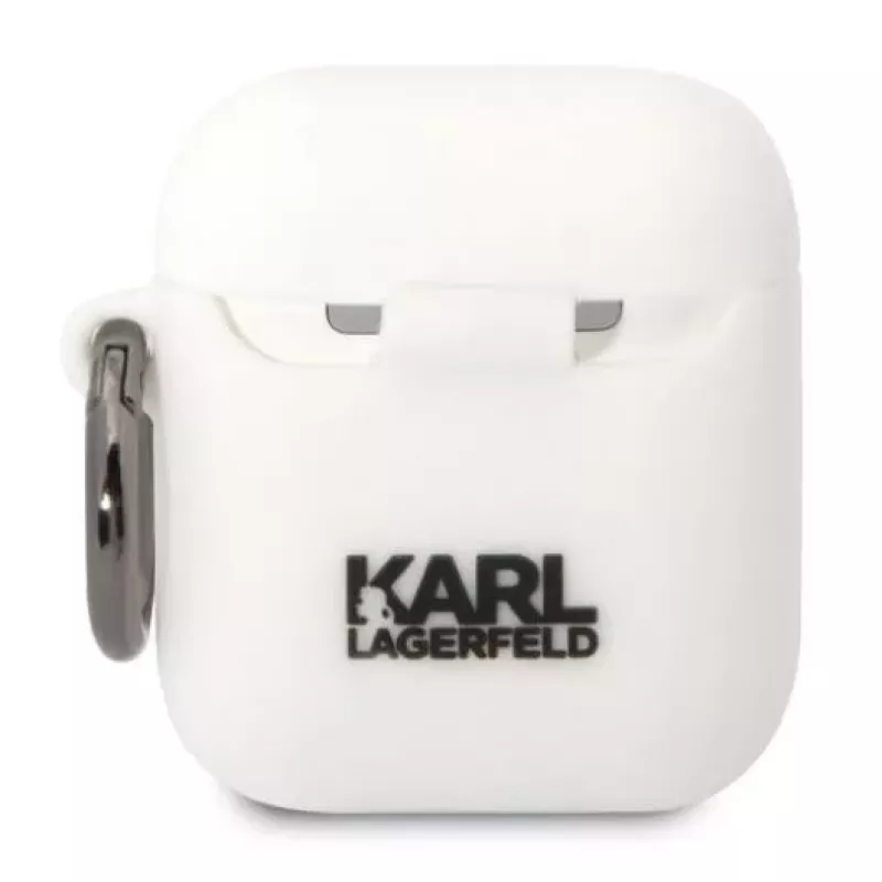Karl Lagerfeld Apple AirPods 1/2 3D Logo NFT Karl Head Funda de silicona Blanco