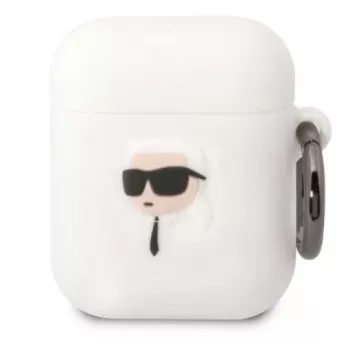 Karl Lagerfeld Apple AirPods 1/2 3D Logo NFT Karl Head Funda de silicona Blanco