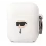 Karl Lagerfeld Apple AirPods 1/2 3D Logo NFT Karl Head Funda de silicona Blanco