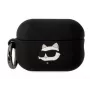 Karl Lagerfeld Apple AirPods 3 Logo NFT Choupette Head Funda de silicona Negro