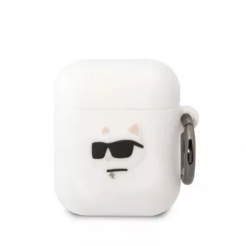 Karl Lagerfeld 3D Logo NFT Choupette Head Funda de silicona para AirPods 1/2 Blanco