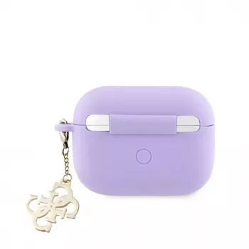 Guess Apple AirPods Pro Funda de silicona Classic Logo Gold con 4G Charm Lila