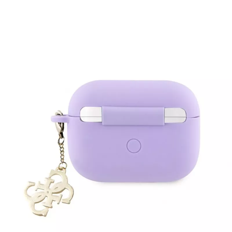 Guess Apple AirPods Pro Funda de silicona Classic Logo Gold con 4G Charm Lila