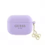 Guess Apple AirPods Pro Funda de silicona Classic Logo Gold con 4G Charm Lila